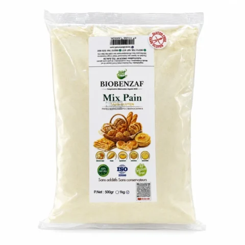 Sachet Biobenzaf Mix Pain Sans Gluten 1kg sur fond blanc