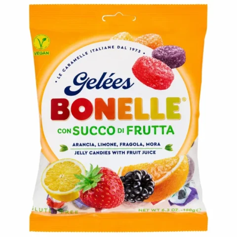 Sachet Bonelle Gelées aux jus de fruits sans gluten 150g sur fond blanc