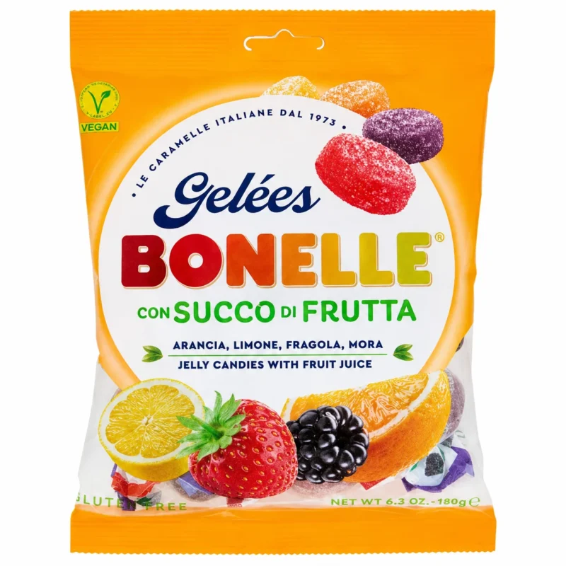 bonelle gelees Sachet Bonelle Gelées aux jus de fruits sans gluten 150g sur fond blanc