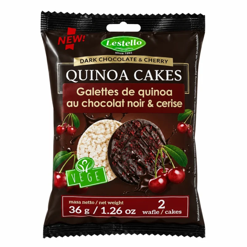 cerise Galettes de quinoa Lestello chocolat noir et cerise sans gluten 36 g