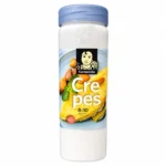 Préparation pour crêpes sans gluten Carmencita 170 g dans un emballage cylindrique avec couvercle bleu sur fond blanc.