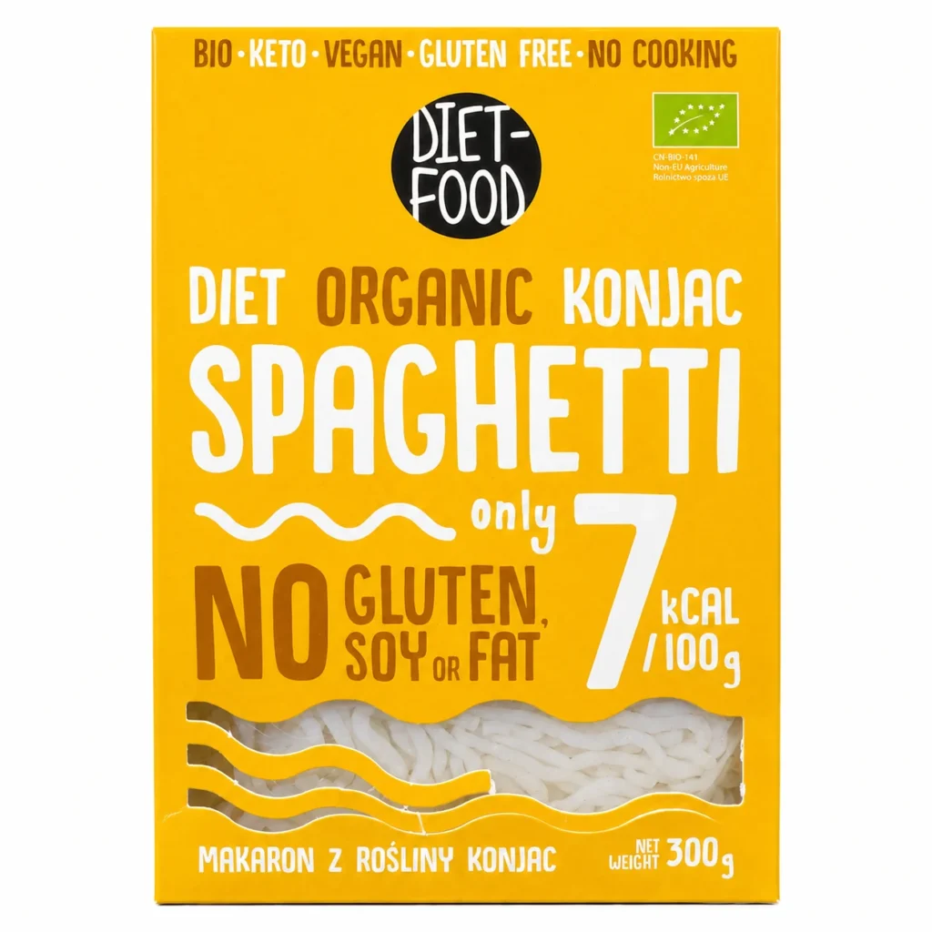 Diet Food Konjac Spaghetti Bio sans gluten 300g emballage jaune