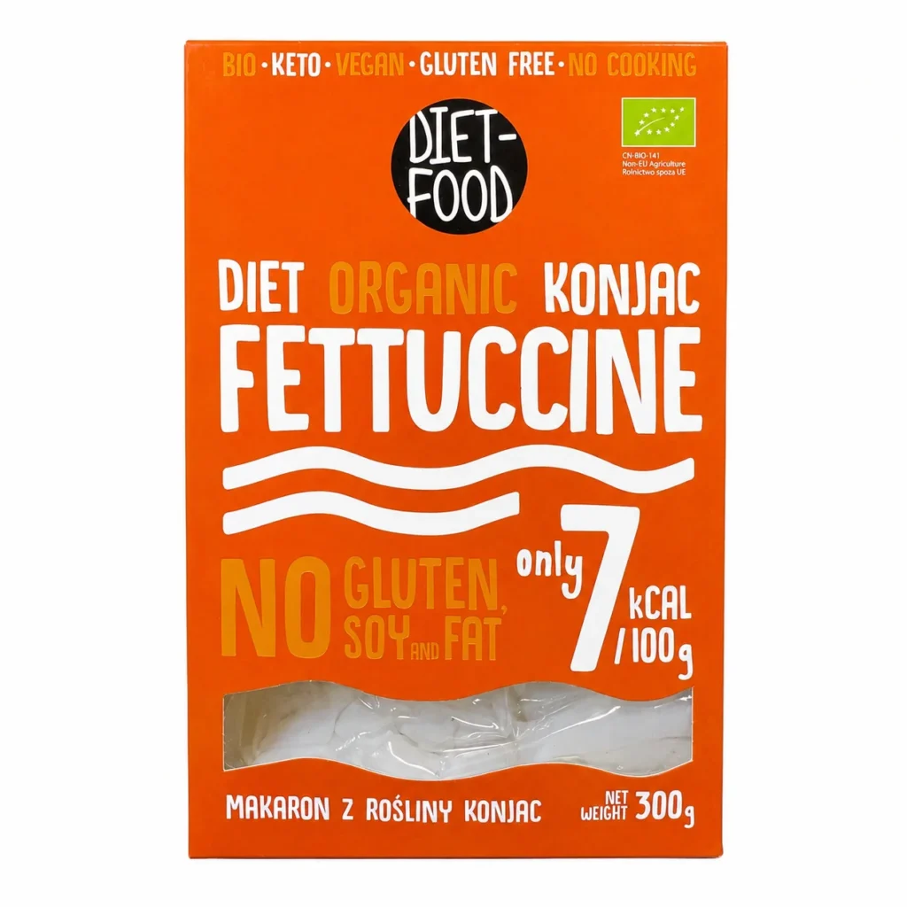 Diet Food Konjac Fettuccine Bio sans gluten 300g emballage orange