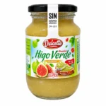 Pot de confiture de figue verte Dulcetto 330g sans sucres ajoutés et sans gluten sur fond blanc