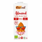 Boisson végétale Ecomil Almond Nature sans sucres 1L sans gluten sur fond blanc