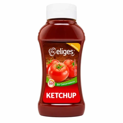 Bouteille de ketchup Ifa Eliges sans gluten 560g sur fond blanc