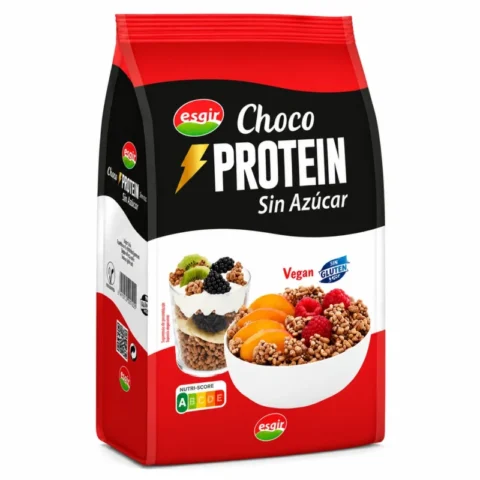 Paquet de céréales Choco Protein Esgir sans gluten 250g sur fond blanc