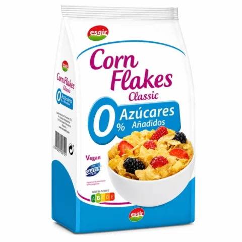 Paquet de Corn Flakes Classic Esgir sans gluten 300g sur fond blanc