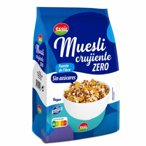 Paquet de muesli croustillant Zero Esgir sans gluten 350g sur fond blanc