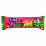 Chewing-gum Fini Watermelon Sour Bubble Gum x4 18g saveur pastèque sans gluten sur fond blanc