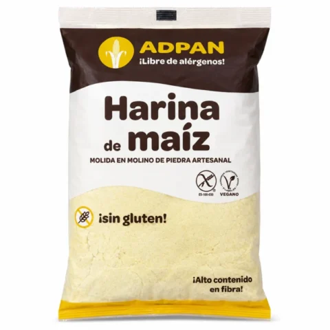 Farine de maïs ADPAN sans gluten 1 kg sur fond blanc