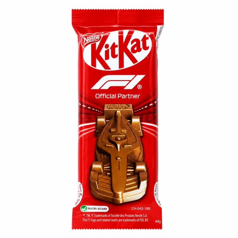 kitkat Barre chocolatée KitKat Formula 1 29g sans gluten sur fond blanc