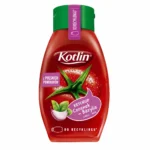 Bouteille de ketchup Kotlin ail et basilic sans gluten 450g sur fond blanc