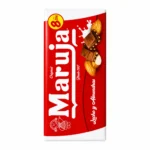 Tablette Maruja chocolat au lait et amandes 90g sans gluten sur fond blanc.