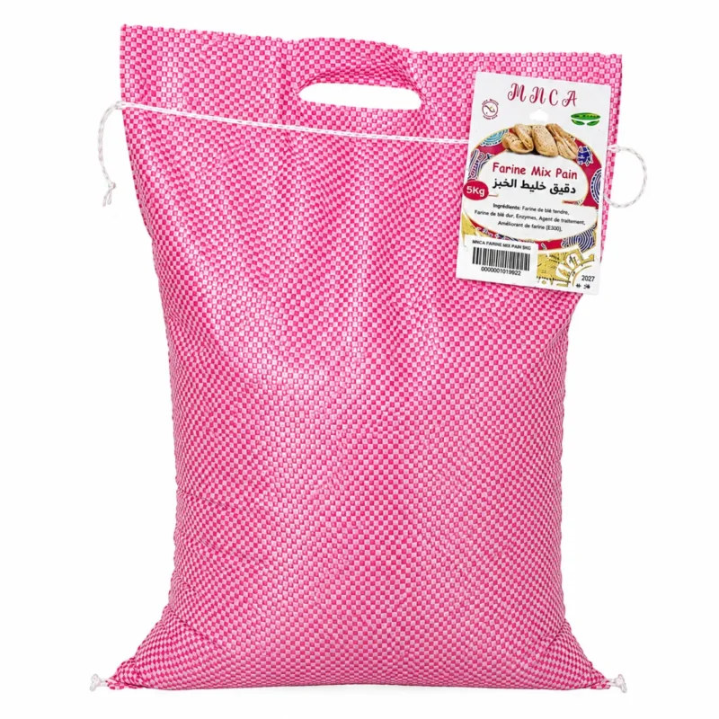mnca farine mix pain 5 kg Sac rose MNCA farine mix pain 5kg sur fond blanc