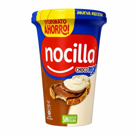 Pot de pâte à tartiner Nocilla ChocoMix sans gluten 550g sur fond blanc