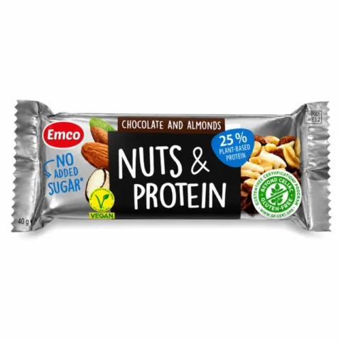 Barre Emco Nuts and Protein chocolat et amandes sans gluten 35g