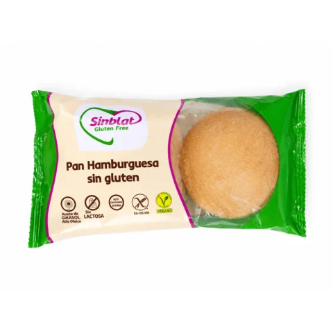Sinblat Pan Hamburguesa sans gluten, pain burger moelleux emballé individuellement.