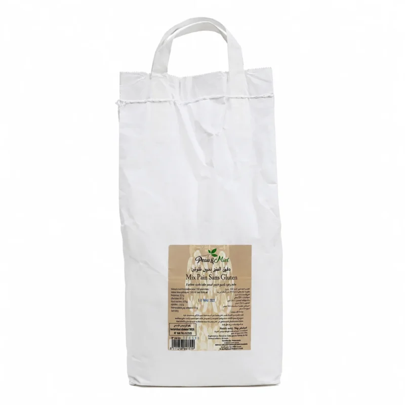 pem mix pain 5kg Sac de préparation Peau et Miel Mix Pain Sans Gluten 5kg sur fond blanc
