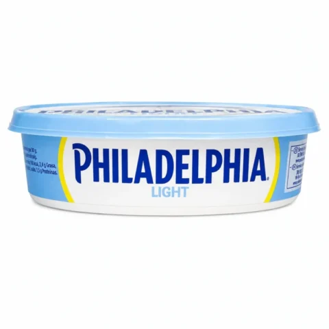 Philadelphia Light sans gluten 200g fromage à tartiner léger texture crémeuse emballage bleu sur fond blanc