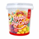 Pot de Soho Happy PopCorn coloré 130g sans gluten et vegan sur fond blanc