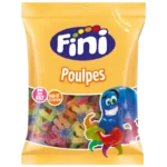 Sachet de bonbons Fini Poulpes sans gluten 90g sur fond blanc.