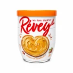 Pot Révey Délice de Cacahuètes 200g sans gluten avec couvercle orange sur fond blanc
