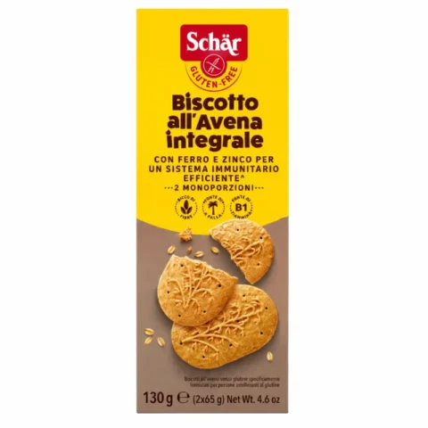 Schär biscuits avoine complète sans gluten 130g sur fond blanc