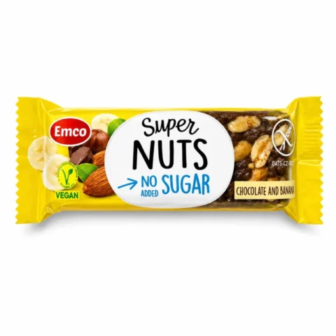 Barre Emco Super Nuts chocolat et banane sans gluten 35g
