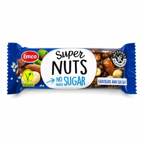 Barre Emco Super Nuts chocolat et sel marin sans gluten 35g