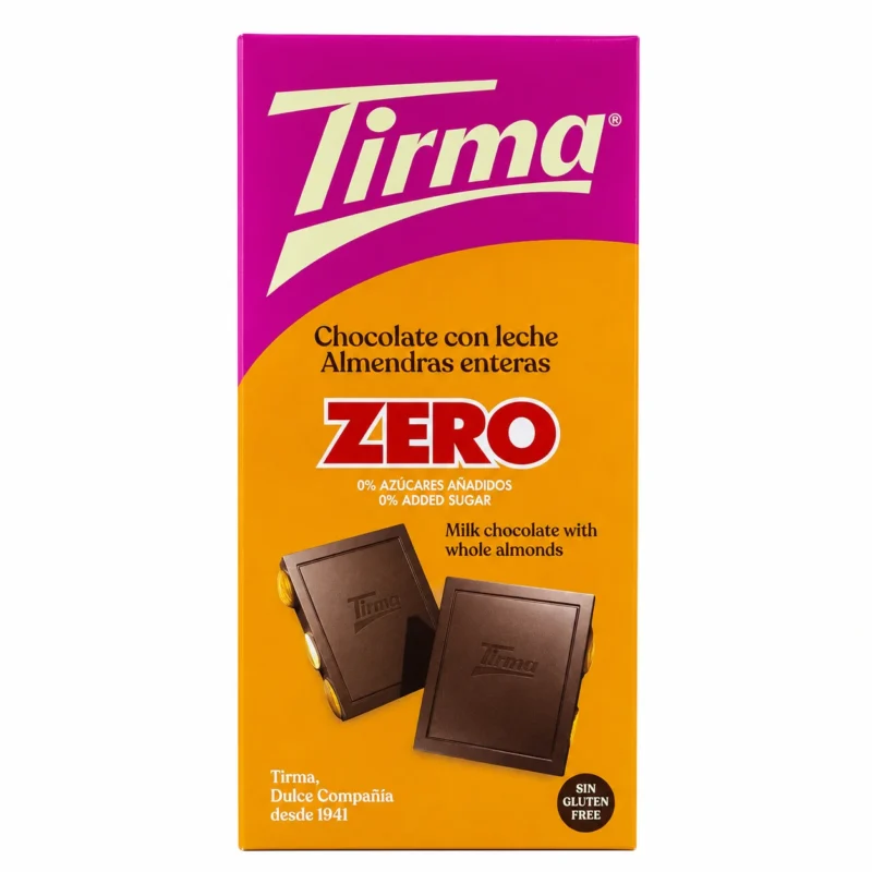 tirma orange Tirma Zero chocolat au lait aux amandes entières sans gluten 125g