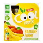 Pack Vitabio Cool Fruits banane pomme bio 4x90g sur fond blanc