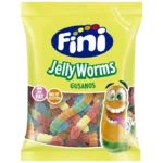 Sachet de bonbons Fini Worms sans gluten 90g sur fond blanc.