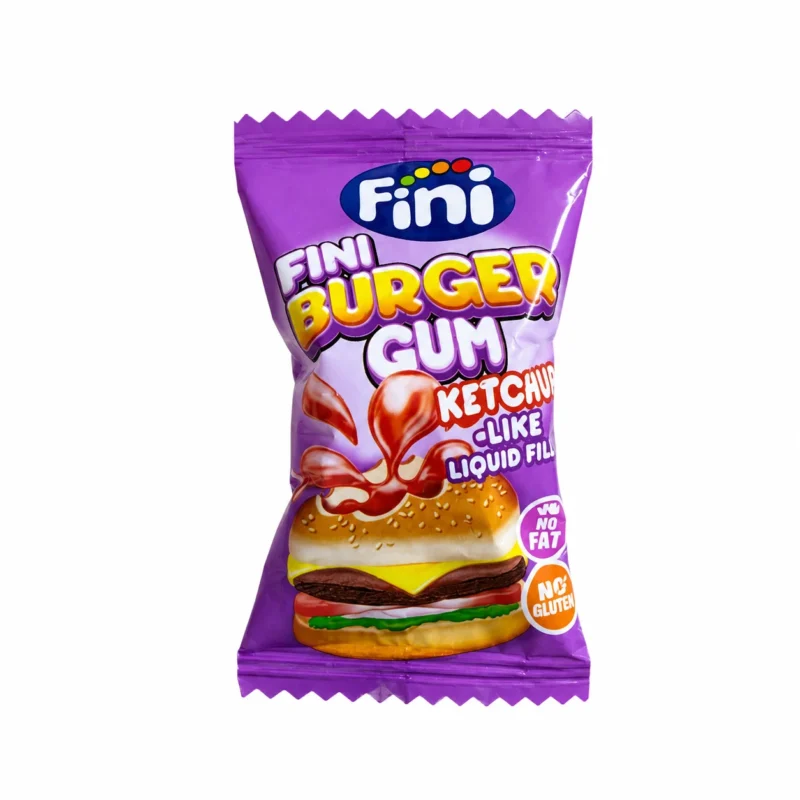 burger Sachet Fini Burger Gum Ketchup 5.5g bonbon avec cœur liquide sans gluten