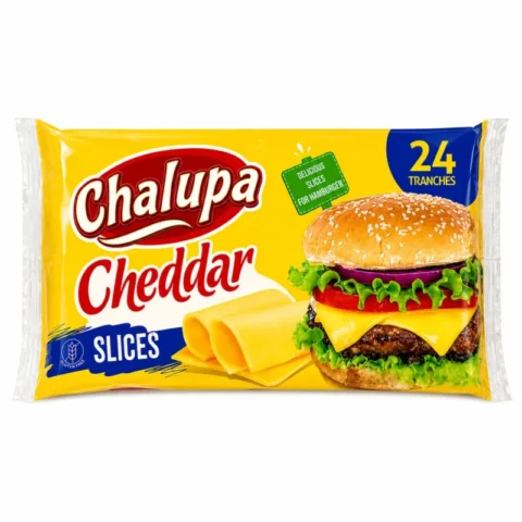 Chalupa Cheddar Slices sans gluten 24 tranches fromage cheddar pour burgers et sandwichs