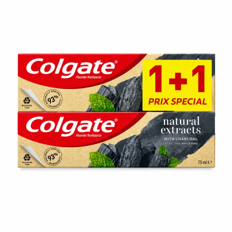 colgate 1+1 Pack Colgate Natural Extracts charbon 1+1 75 ml sans sucre sans gluten