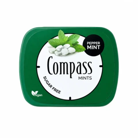 Boîte Compass Mints menthe poivrée sans sucre vegan 14g