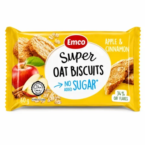 Emco Super Oat Biscuits pomme cannelle sans sucres ajoutés 60g