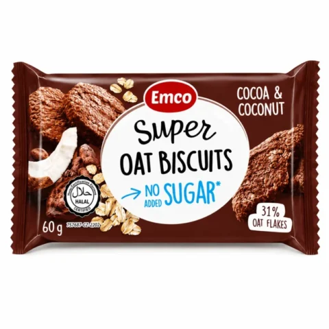 Emco Super Oat Biscuits cacao noix de coco sans sucres ajoutés 60g