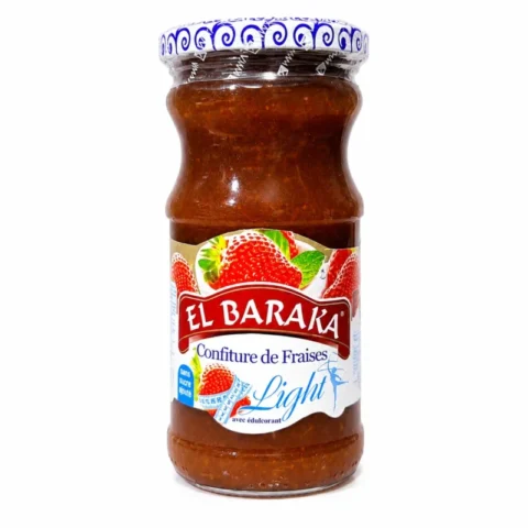 Pot de confiture de fraises Light El Baraka 400g sans sucre ajouté avec édulcorant
