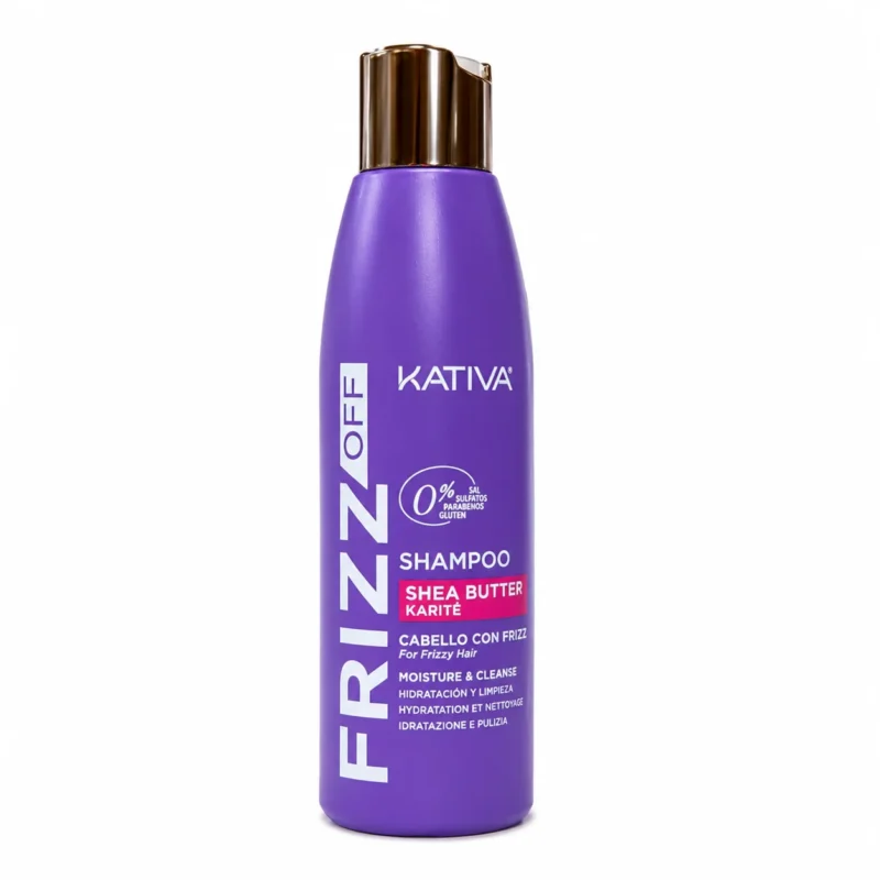 frizz Shampooing Kativa Frizz Off Shea Butter sans gluten 250ml pour cheveux avec frisottis