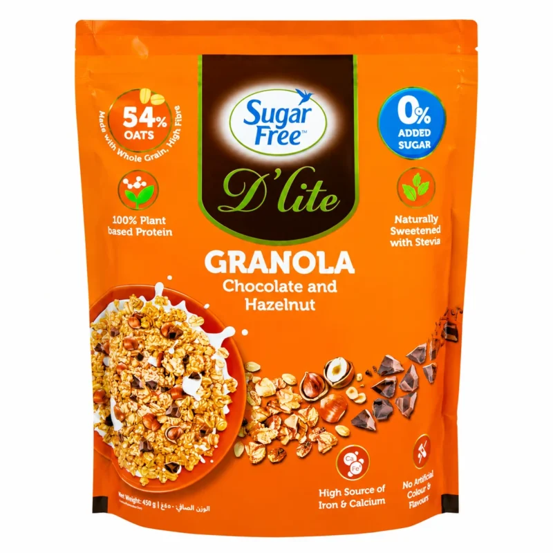 granola chocolate Sugar Free D’lite Granola Chocolat Noisette 450g sans sucre ajouté