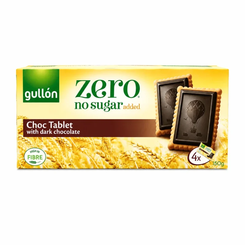gullon choc tablet Gullón Zero Choc Tablet biscuits chocolat noir sans sucres ajoutés 150g