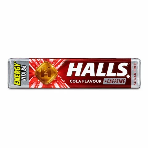 HALLS Cola Flavour Caffeine Energy Vita B6 sans sucres 32g bonbons goût cola