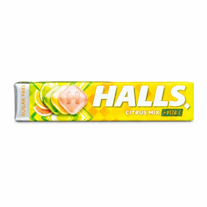 halls jaune HALLS Citrus Mix Vita C sans sucres 32g bonbons aux agrumes