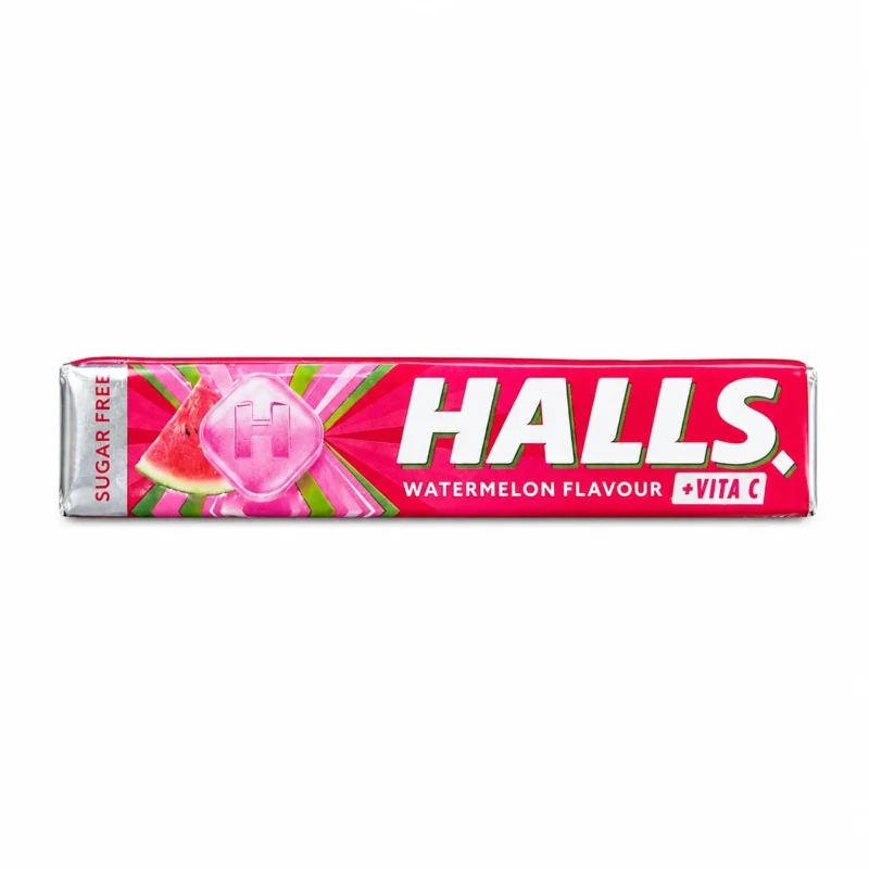 halls watermelon HALLS Watermelon Flavour Vita C sans sucres 32g bonbons goût pastèque