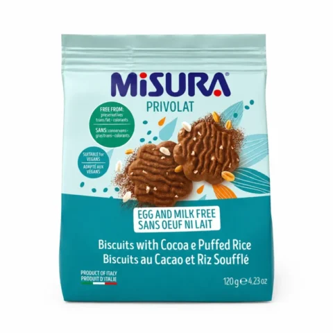 Biscuits Misura Privolat cacao et riz soufflé sans œuf ni lait 120g