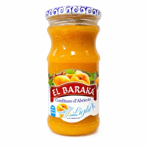 Pot de confiture d’abricots Light El Baraka 400g sans sucre ajouté avec édulcorant