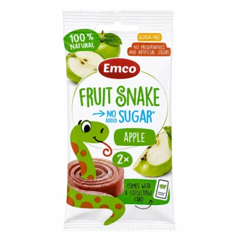 Emco Fruit Snake pomme sans gluten sans sucre ajouté 20g collation fruitée naturelle