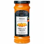 Pot de tartinade d’abricots ST DALFOUR 284g sur fond blanc